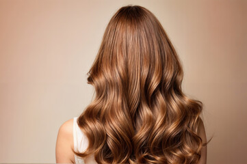 Fototapeta premium Rich Caramel Balayage on Flowing Wavy Hair