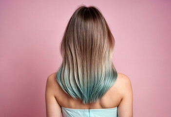 Vibrant Turquoise Balayage on Long Straight Hair