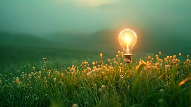lightbulb in a farming agricultural field green energy and environmental concept Generative AI