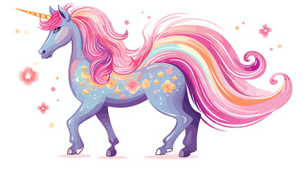 Magical unicorn with flowing mane and sparkles. fla