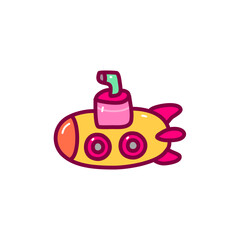 Illustration of submarine in doodle style