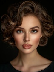 Fototapeta premium Classic Curly Bob on a Model with Timeless Beauty and Charm - beauty salon