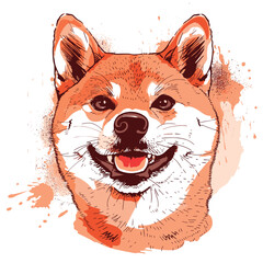 free vector cute shiba inu face with happy emotions