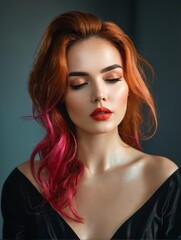 Fiery Red Hair with Pink Highlights, Bold Salon Statement