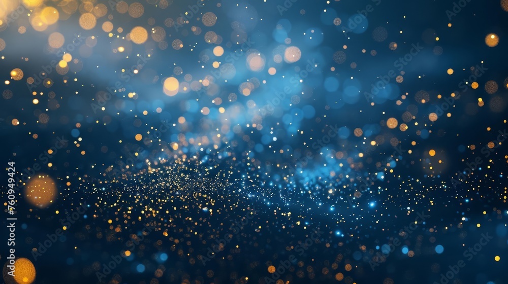 Aufkleber enchanting abstract background with dark blue and shimmering gold particles, creating a festive and 