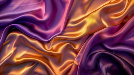 Obraz premium Luxurious silk fabric with shimmering gold and purple gradient waves