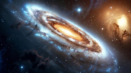Majestic spiral galaxy in the vast immensity of space. Awe-inspiring astronomy illustration