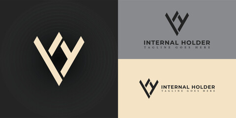 Abstract the initial letter IH or HI in white color isolated on multiple backgrounds. IH Logo letter monogram with triangle shape design template applied for hospitality management company logo design - obrazy, fototapety, plakaty