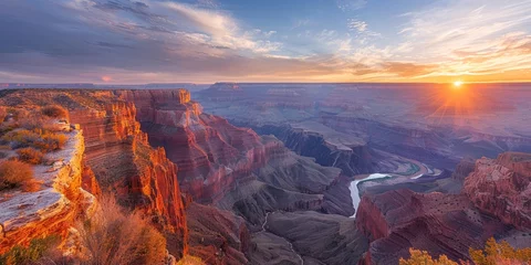 Plexiglas foto achterwand breathtaking view of Grand Canyon Colorado in USA at sunrise © toomi123