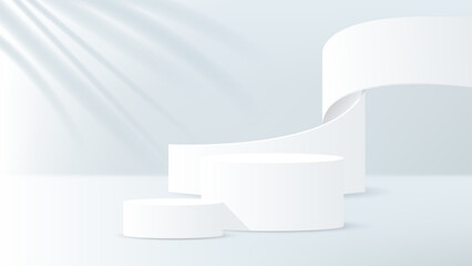 3d white podium design for product display presentation. vector illustration