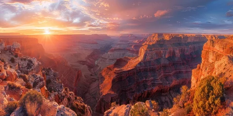 Zelfklevend Fotobehang breathtaking view of Grand Canyon Colorado in USA at sunrise © toomi123