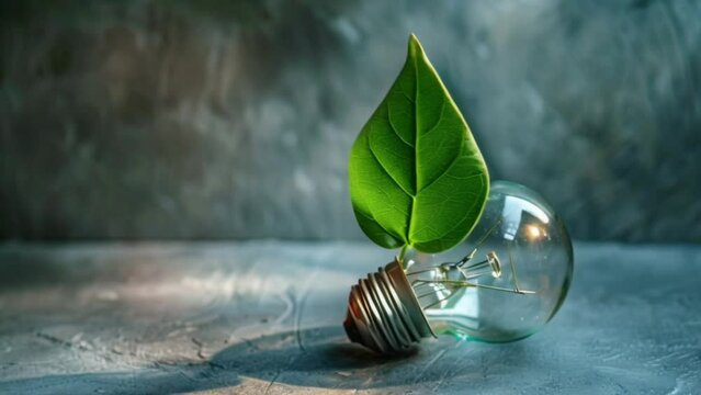 lightbulb with a green leaf green energy and environmental concept Generative AI