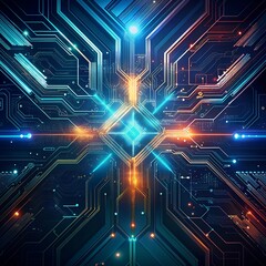 Obraz premium futuristic digital circuitry background with sleek lines and metallic accents, conveying innovation and technological advancement.