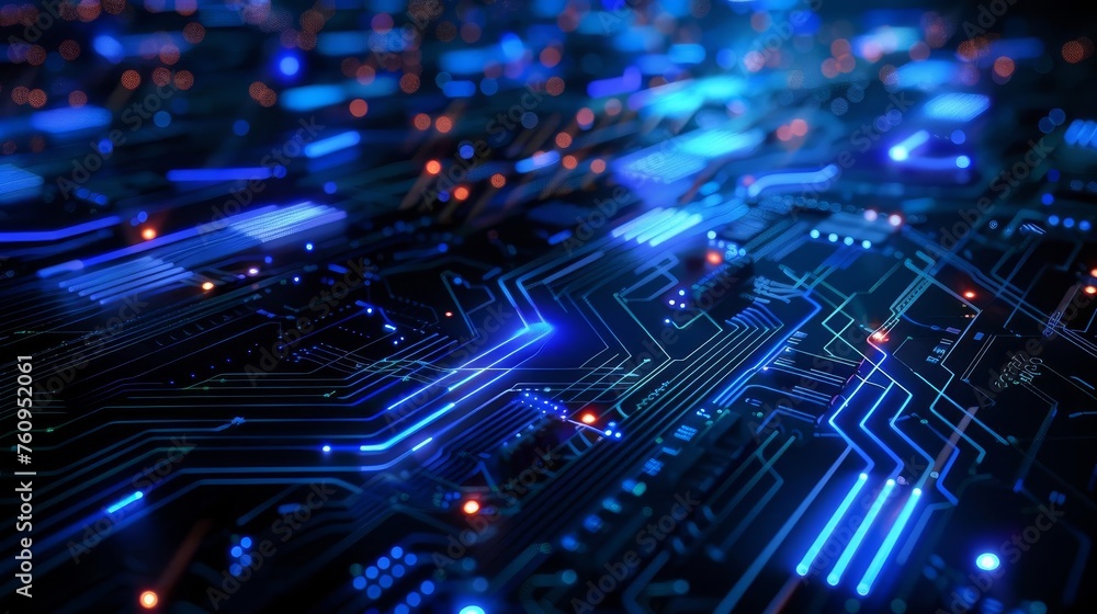 Aufkleber futuristic abstract design with glowing circuit board patterns in a vast cyberspace, digital illustr