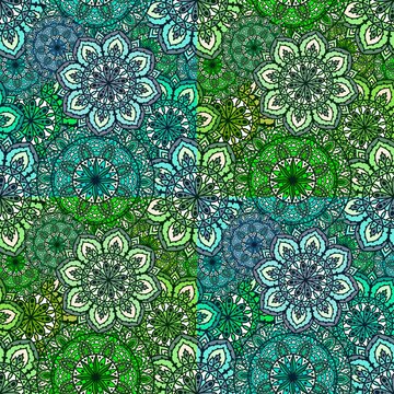 Abstract geometric floral seamless mandala pattern for fabrics and linens and wrapping paper and fashion