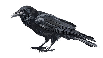 Fototapeta premium A black carrion crow on a white background 
