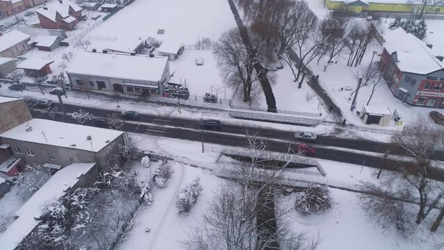 Centrum Bridge Winter Belchatow Aerial View Poland