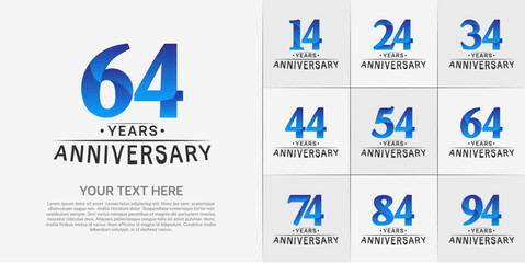Set of Anniversary Logotype black and blue color can be use for special day celebration