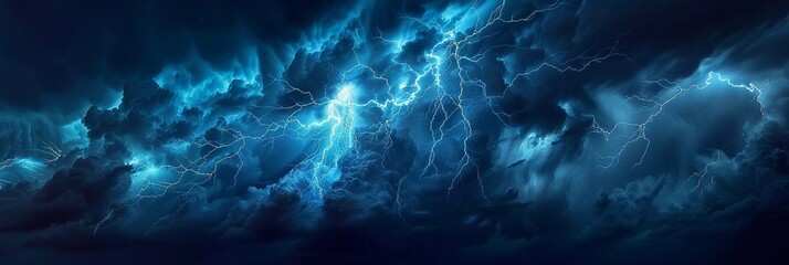 Fototapeta na wymiar Lightning in the night sky. Thunderstorm. Lightning in stormy sky. 