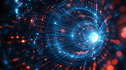 Fototapeta premium A mesmerizing abstract wireframe futuristic dark blue background, featuring dynamic shapes and vibrant colors, perfect for modern design projects and sci-fi concepts