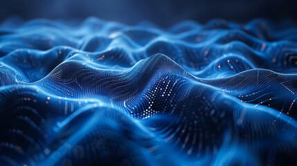 A mesmerizing abstract wireframe futuristic dark blue background, featuring dynamic shapes and vibrant colors, perfect for modern design projects and sci-fi concepts