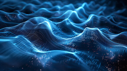 A mesmerizing abstract wireframe futuristic dark blue background, featuring dynamic shapes and vibrant colors, perfect for modern design projects and sci-fi concepts