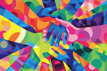 Unity and Cooperation in Business - Colorful Vector Illustration of Teamwork in Action
