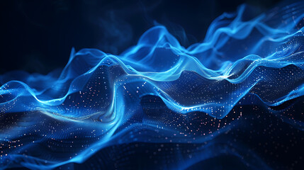 Fototapeta premium A mesmerizing abstract wireframe futuristic dark blue background, featuring dynamic shapes and vibrant colors, perfect for modern design projects and sci-fi concepts