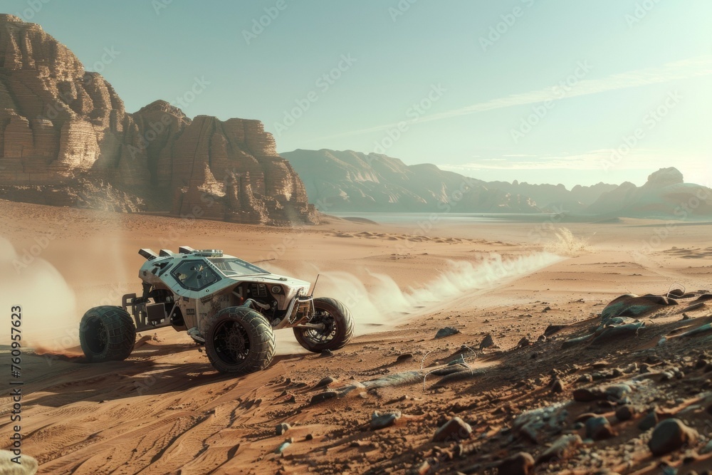 Poster mars rover. background with selective focus and copy space