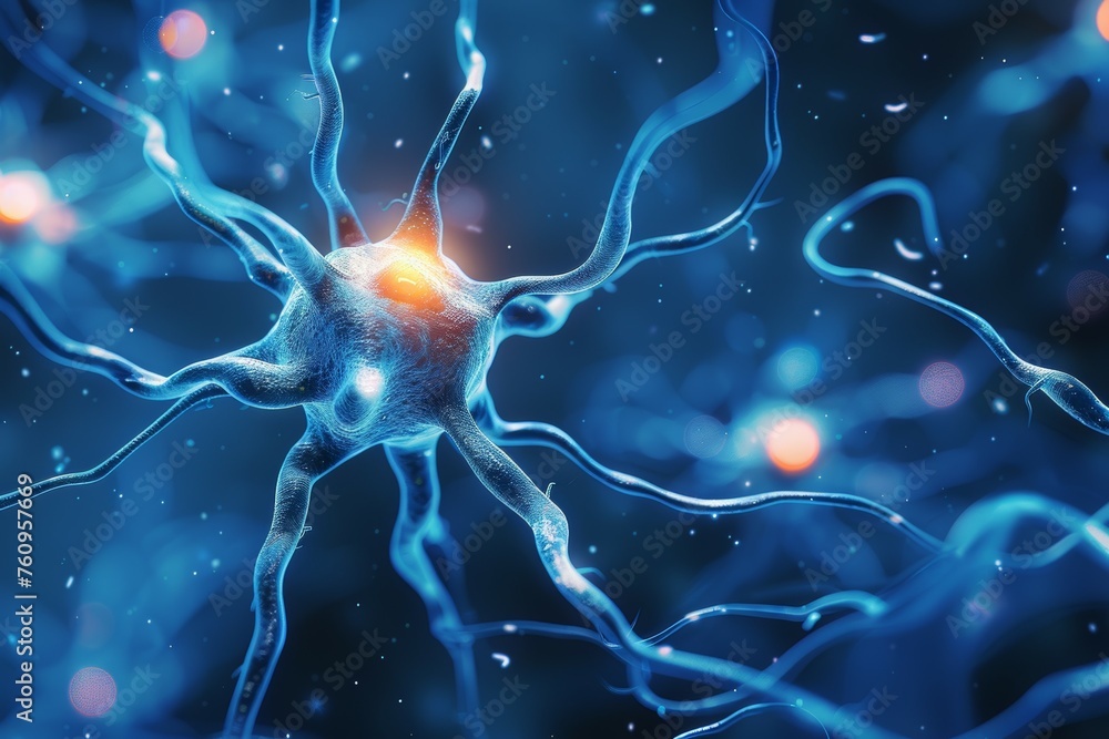 Poster nerve cell. background with selective focus and copy space