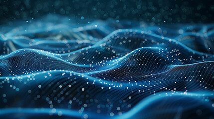 Obraz premium A mesmerizing abstract wireframe futuristic dark blue background, featuring dynamic shapes and vibrant colors, perfect for modern design projects and sci-fi concepts