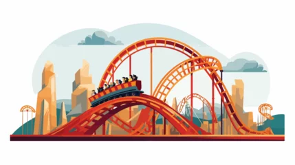 Fotobehang Retro roller coaster ride at an amusement park. fla © Quintessa