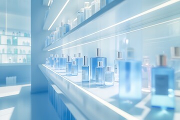 modern stone, perfume, cosmetics, blue tones