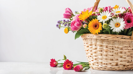 Obraz na płótnie Canvas bouquet of flowers in a basket