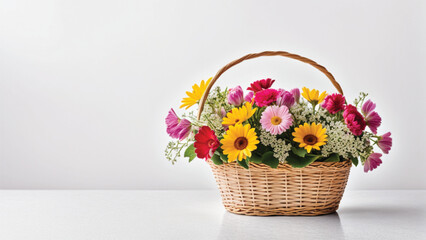 Fototapeta na wymiar bouquet of tulips in basket