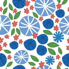 Seamless pattern. Natural floral elements. Transparent background