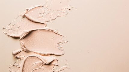 Close-up of different textures of cosmetic products on a pastel beige background. Cosmetology...