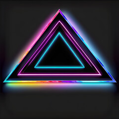Obsidian Illumination: Exploring the Artistry of Black Neon Triangles(Generative AI)