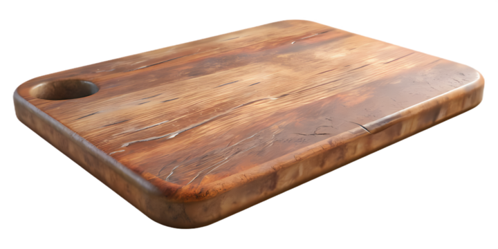 wooden board, cutting board all-standing with white / transparent background