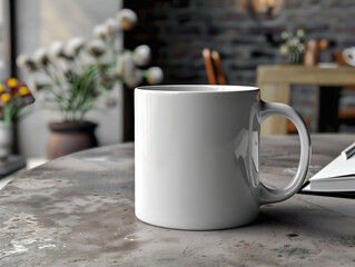 Fototapeta premium white cup of coffee on table