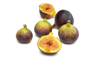 Fresh figs. Fruit with half and quarter isolated on white background. With clipping path. 6