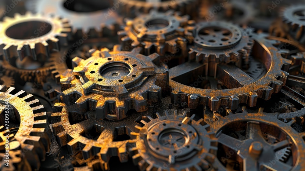Poster d model of interlocking gears representing a well-oiled business ai generated illustration