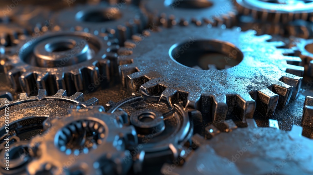 Aufkleber d model of interlocking gears representing a well-oiled business ai generated illustration