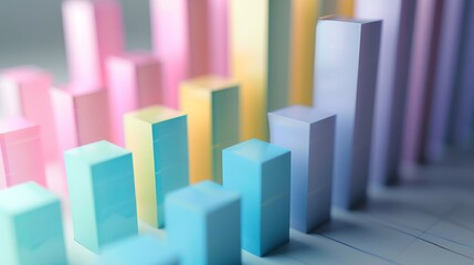 D pastel business investment bar chart AI generated illustration