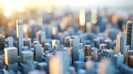 A D model of a city skyline with business district as focus AI generated illustration - obrazy, fototapety, plakaty