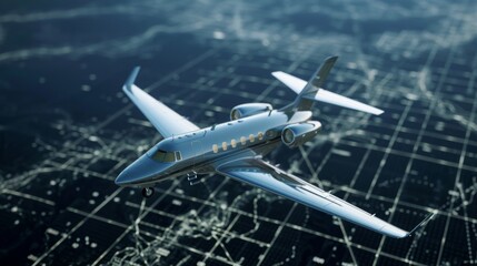 A D model of a business jet flying over graph lines  AI generated illustration