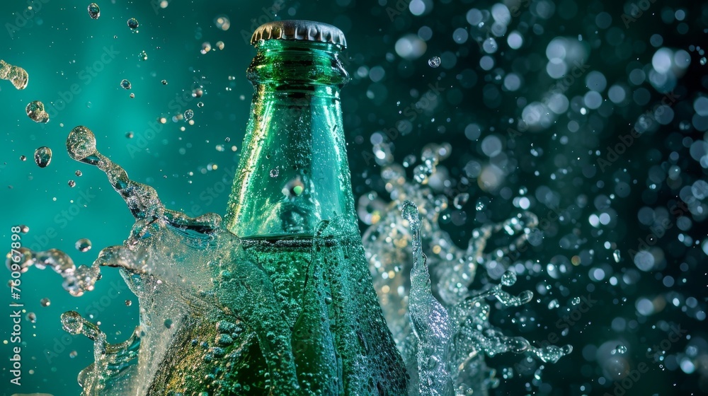 Poster a bottle of fizzy drink exploding with a d pop effect ai generated illustration