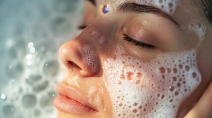 A close-up of a person gently cleansing their face advocating skincare practices AI generated illustration