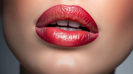 Fototapeta premium A close-up of vibrant lips to accentuate lip care and makeup AI generated illustration