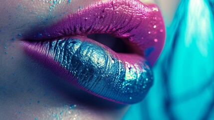 A close-up of vibrant lips to accentuate lip care and makeup AI generated illustration - obrazy, fototapety, plakaty